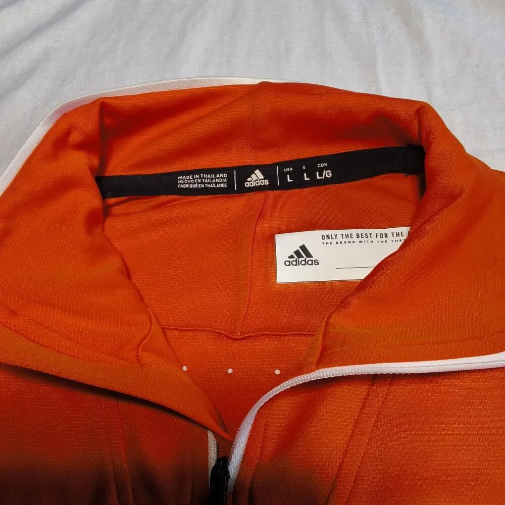 adidas Climalite Orange 1/4 Zip Mock Neck Pullover Men's L Long Sleeve